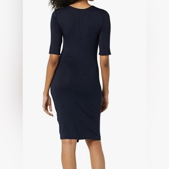 Daily Ritual Jersey Ruched Front Half-Sleeve Dress in Navy Blue Size Large - Picture 3 of 14